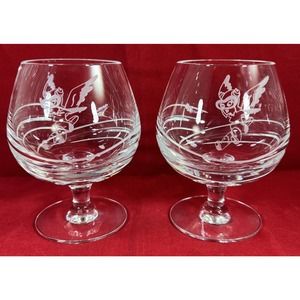 TUDOR CRYSTAL HAND CRAFTED FULL LEAD ENGLISH CRYSTAL 2 LARGE BRANDY GLASSES USED
